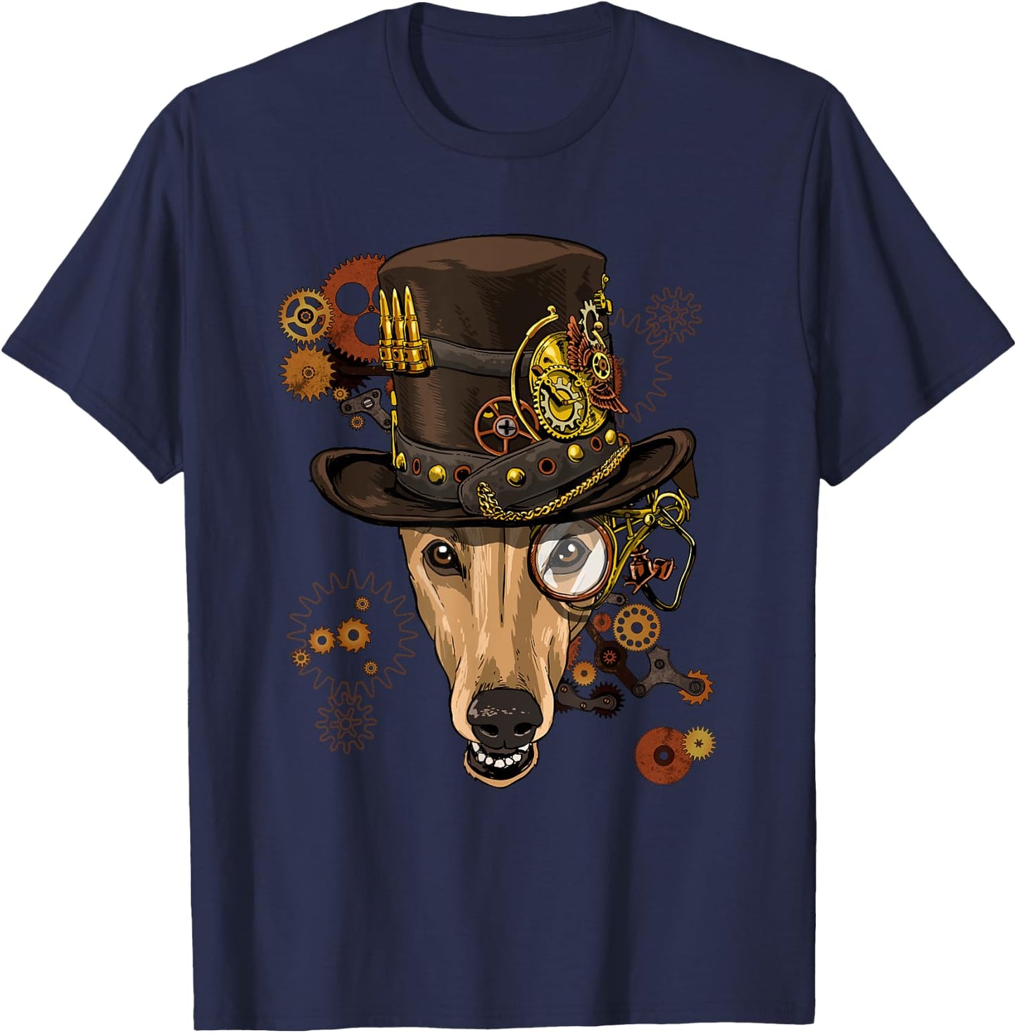 Greyhound Steampunk Dog Medieval Victorian Greyhound Lover T-Shirt - T-Shirt | Navy