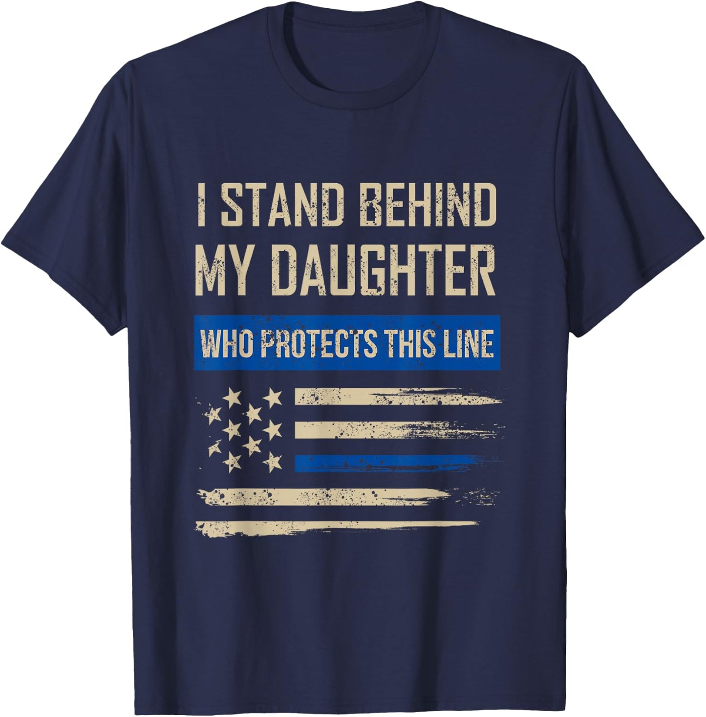 Law Enforcement Police Daughter Family Blue Thin Line Flag T-Shirt - T-Shirt | Navy