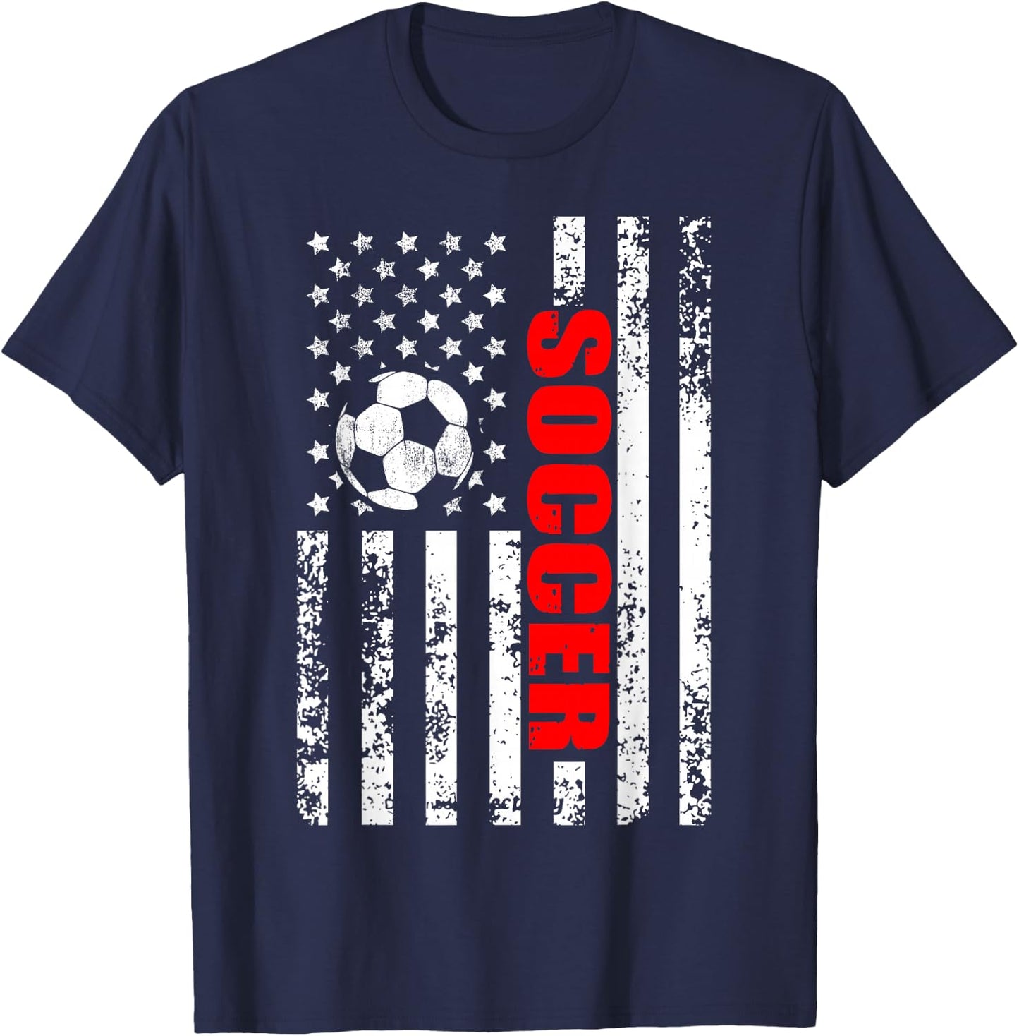 US American Flag Soccer Patriotic Soccer T-Shirt - T-Shirt | Navy