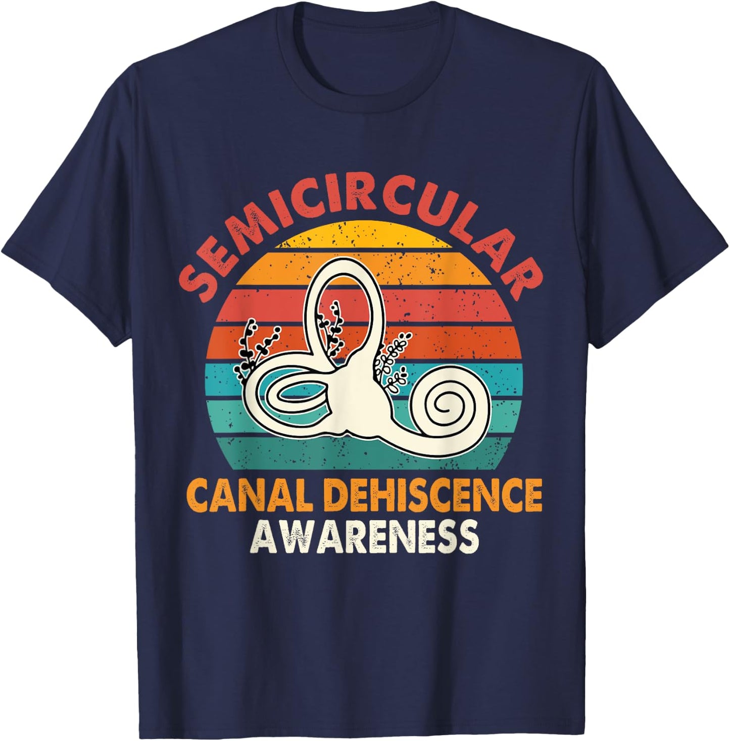 Retro SCDS Awareness Semicircular Canal Dehiscence Awareness T-Shirt - T-Shirt | Navy