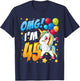 OMG! I'm 45 - Unicorn Dab Shirt For 45th Birthday Women Men T-Shirt - T-Shirt | Navy