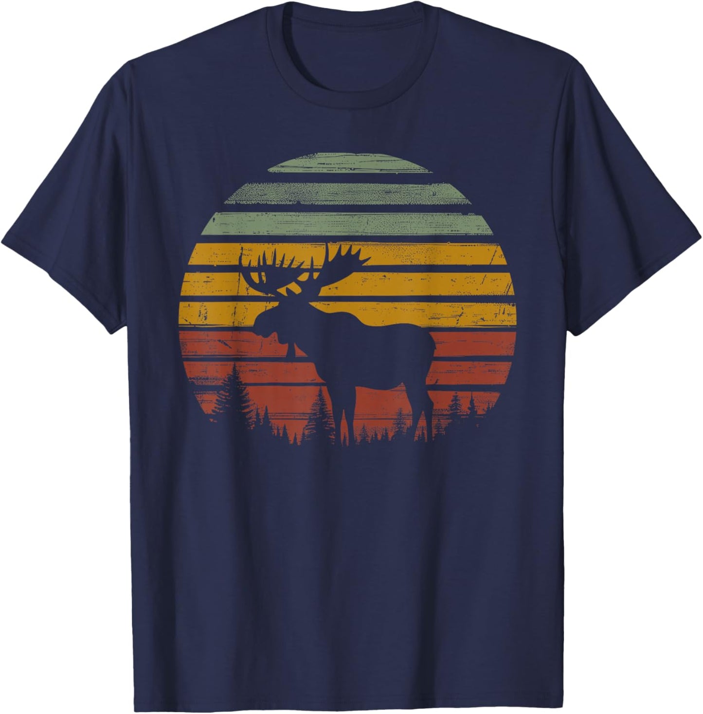 Moose Retro Vintage 80s Funny Moose Lover Gift Animals Lover T-Shirt - T-Shirt | Navy