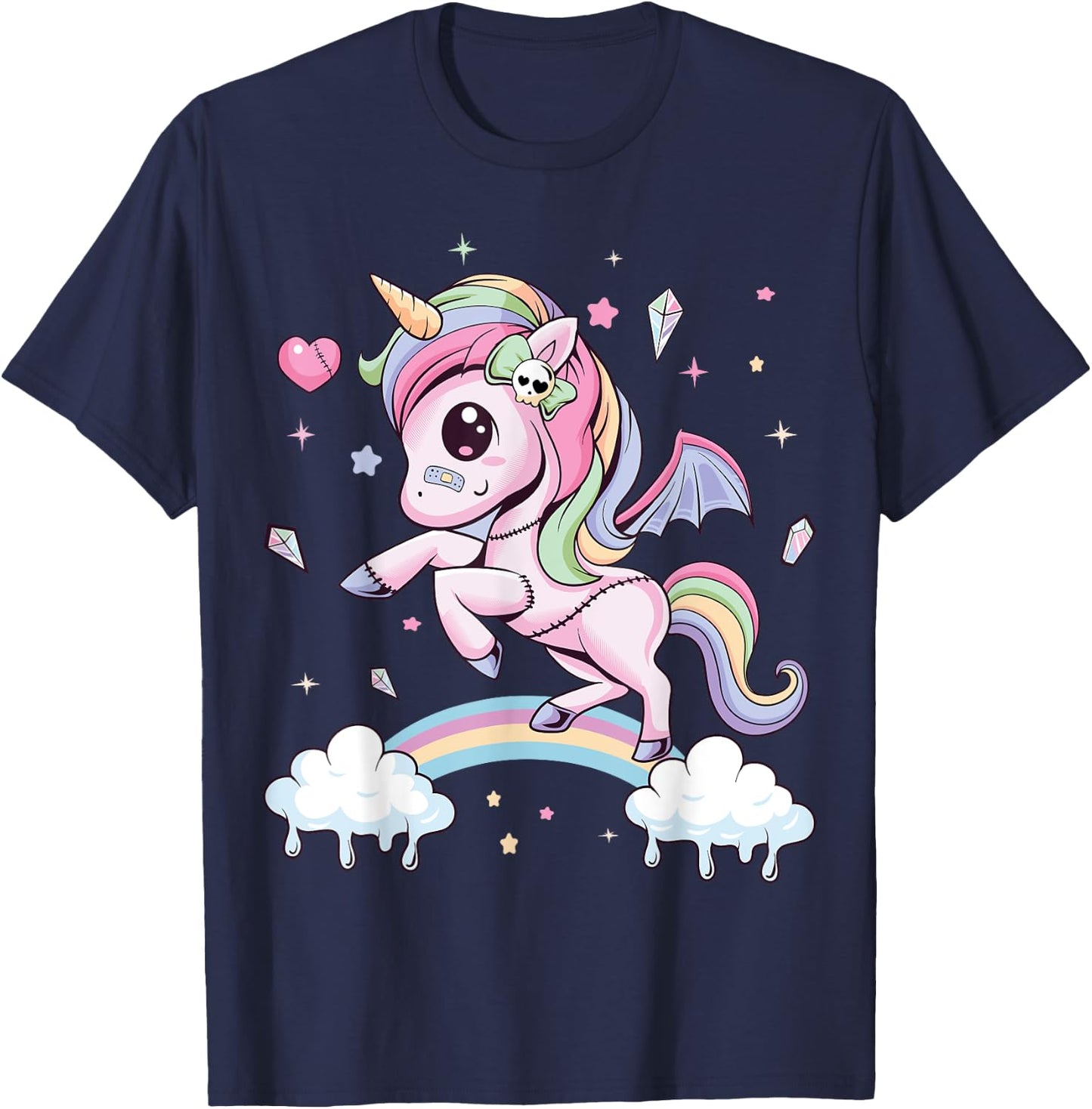 Pastel Goth Cute Creepy Unicorn Wiccan Kawaii Menhera Witchy T-Shirt - T-Shirt | Navy
