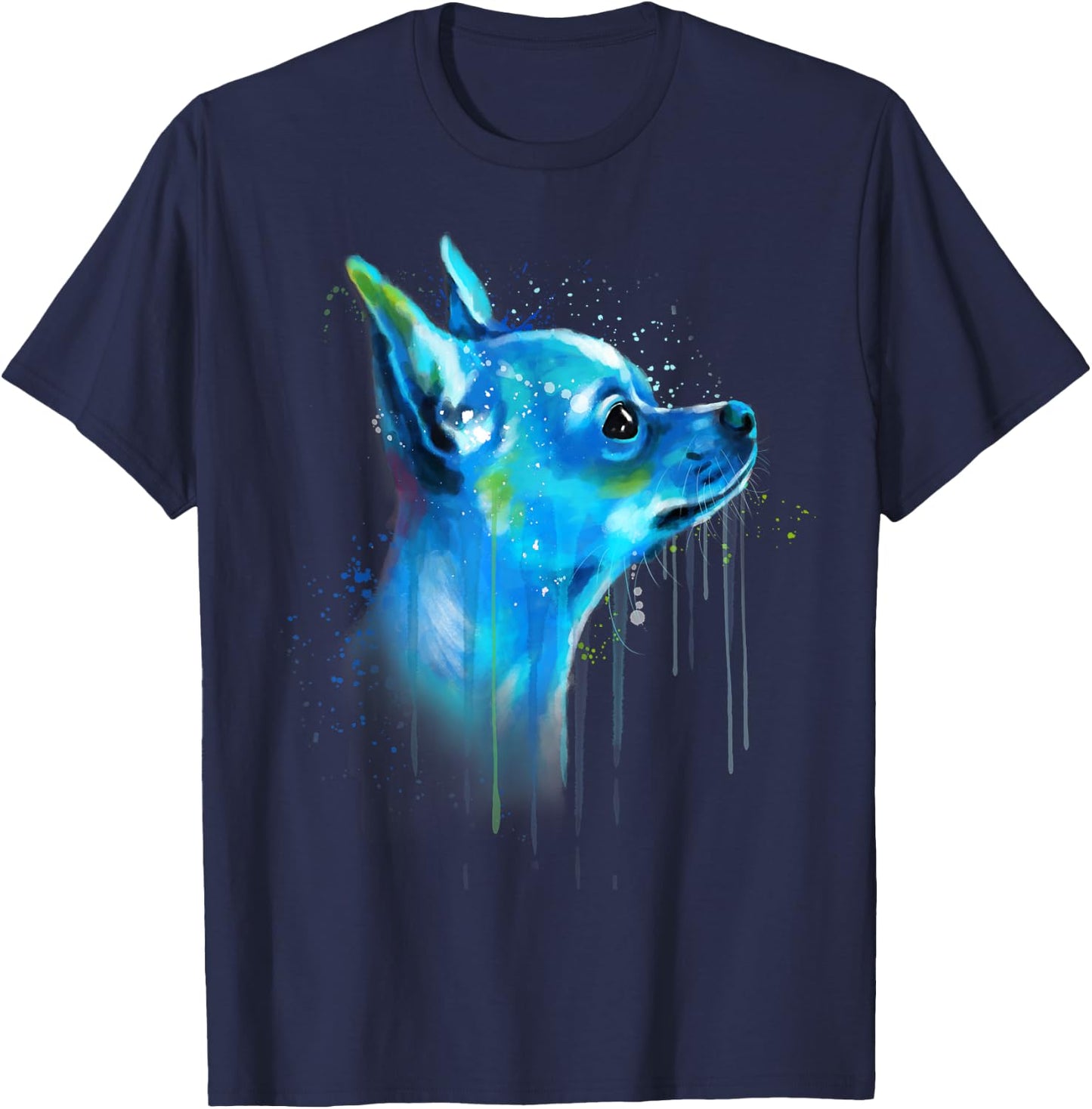 Cute Chihuahua Watercolor Painting Art T-Shirt - T-Shirt | Navy