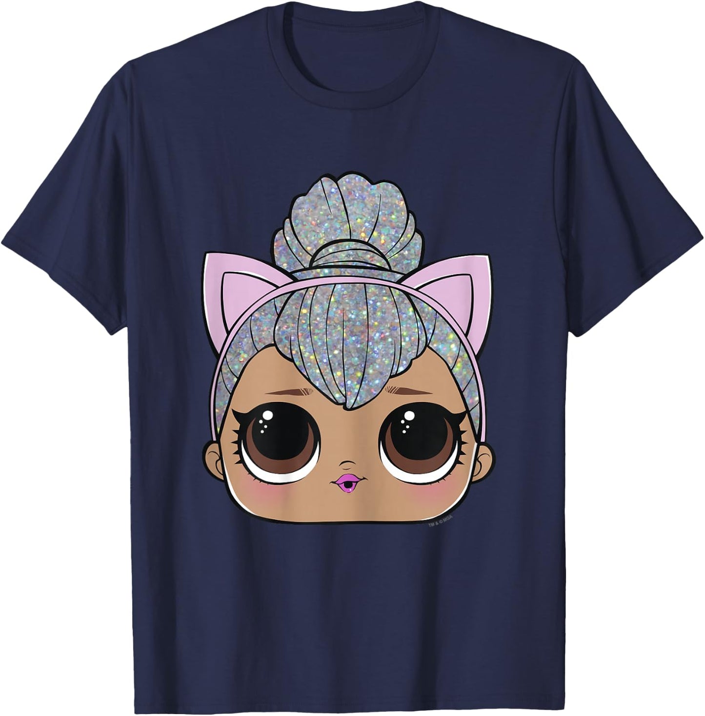 LOL Surprise Kitty Queen Big Face T-Shirt - T-Shirt | Navy