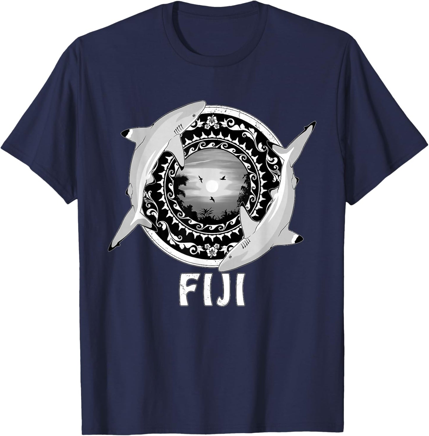 Fiji blacktip reef shark, Republic of Fiji Islands T-Shirt - T-Shirt | Navy