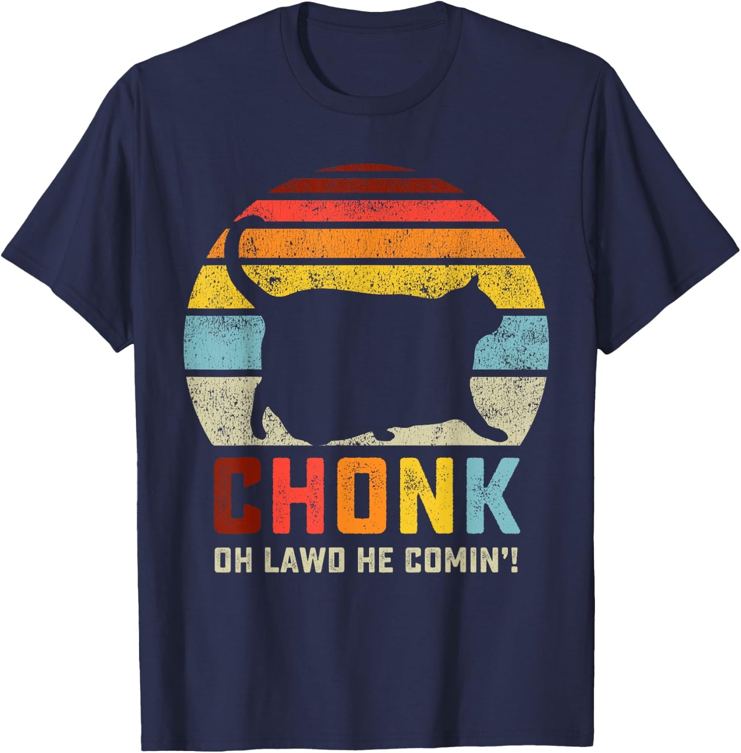 Chonk Cat Scale Meme Funny Retro Style Vintage Cats Memes T-Shirt - T-Shirt | Navy