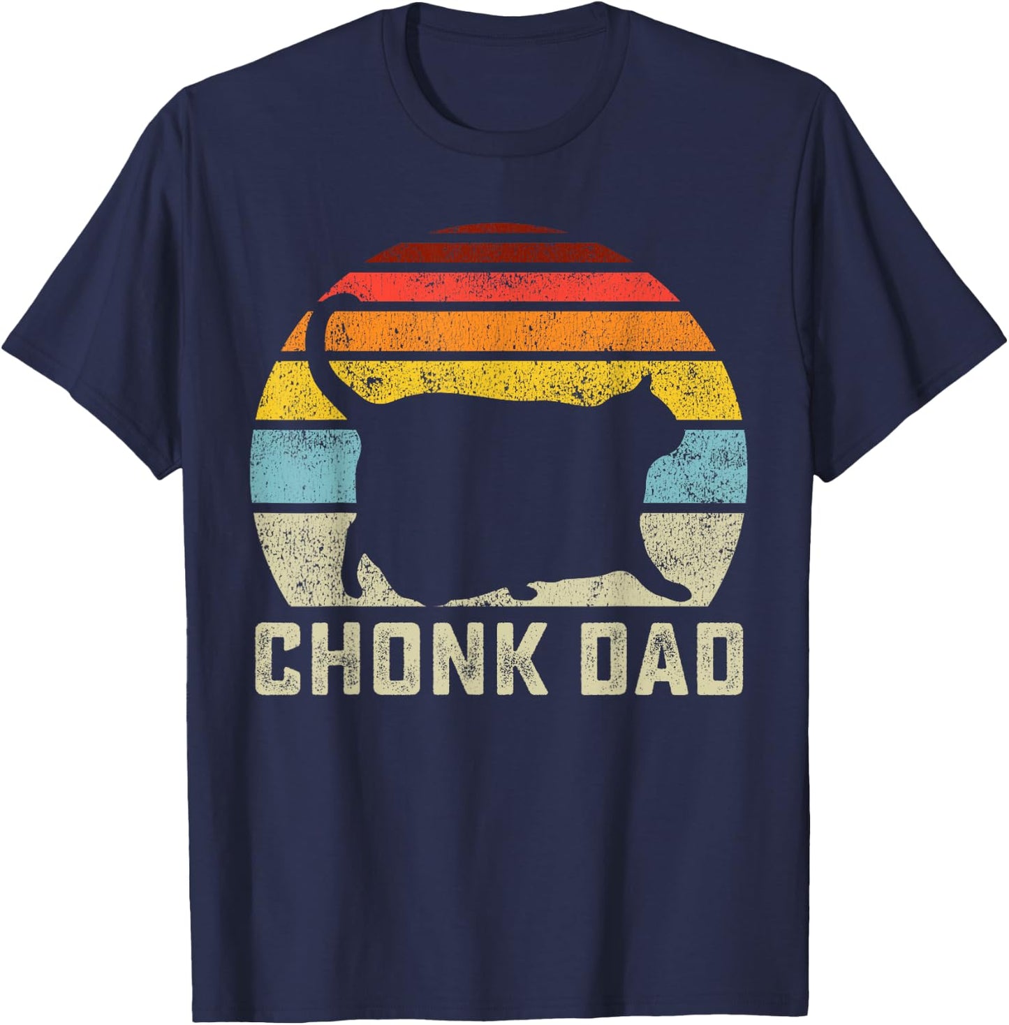 Chonk Cat Dad Scale Meme Funny Retro Style Daddy Cats Memes T-Shirt - T-Shirt | Navy