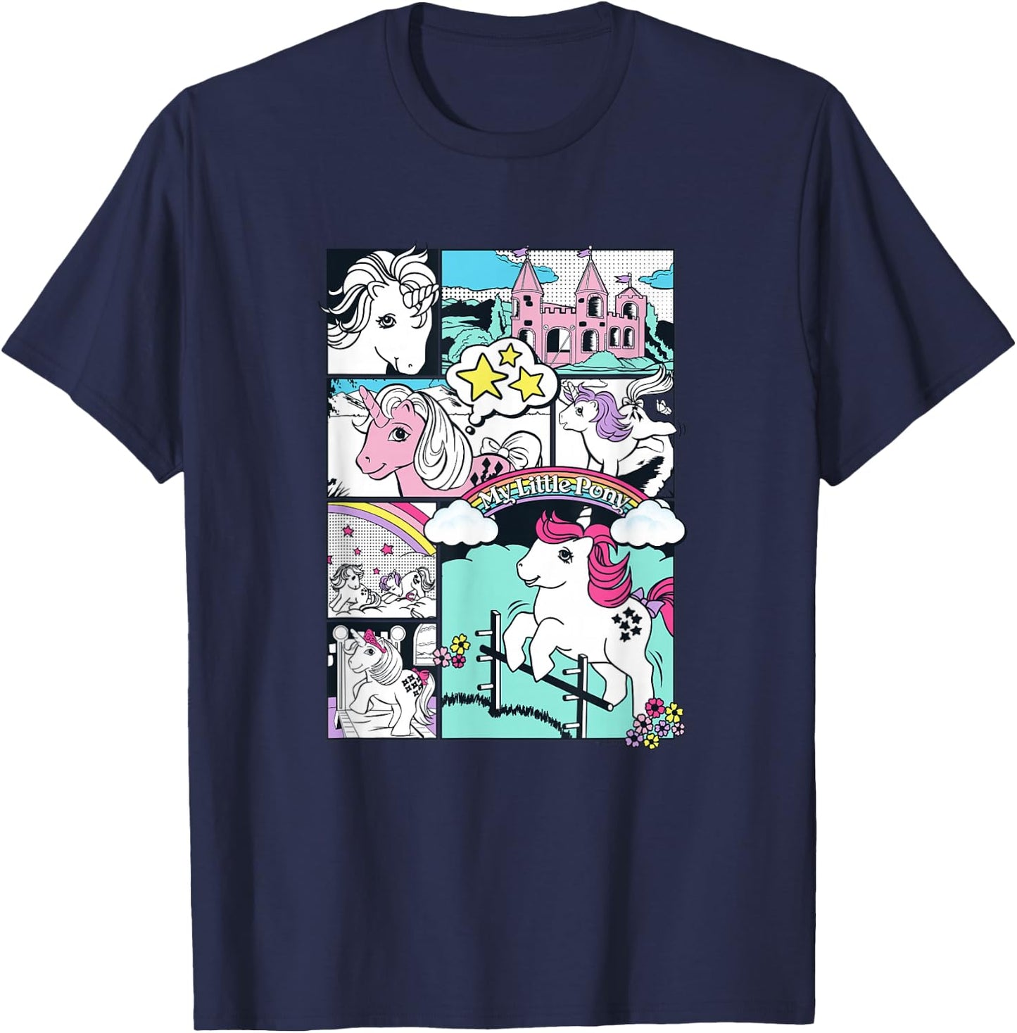 My Little Pony Classic Vintage Rainbow Castle Comic Book T-Shirt - T-Shirt | Navy