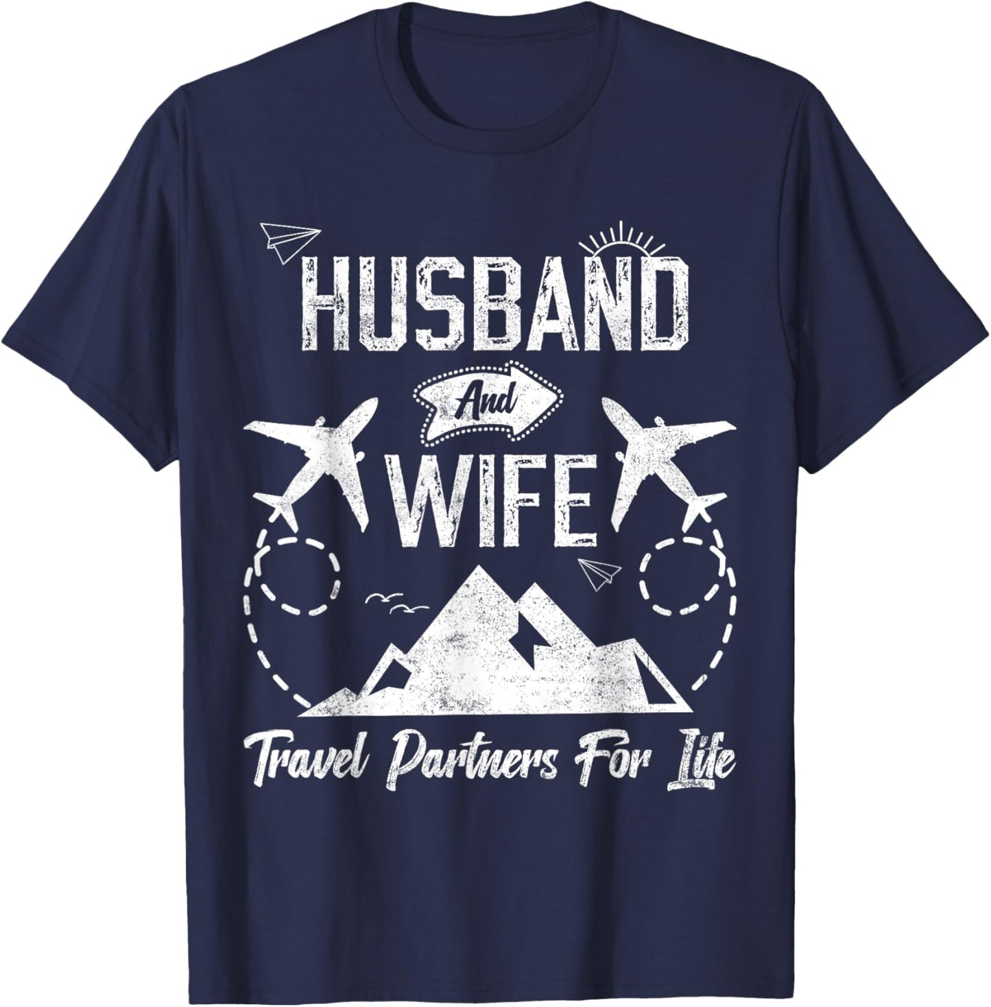 Husband and Wife Travel Partners for Life for Couples T-Shirt - T-Shirt | Navy