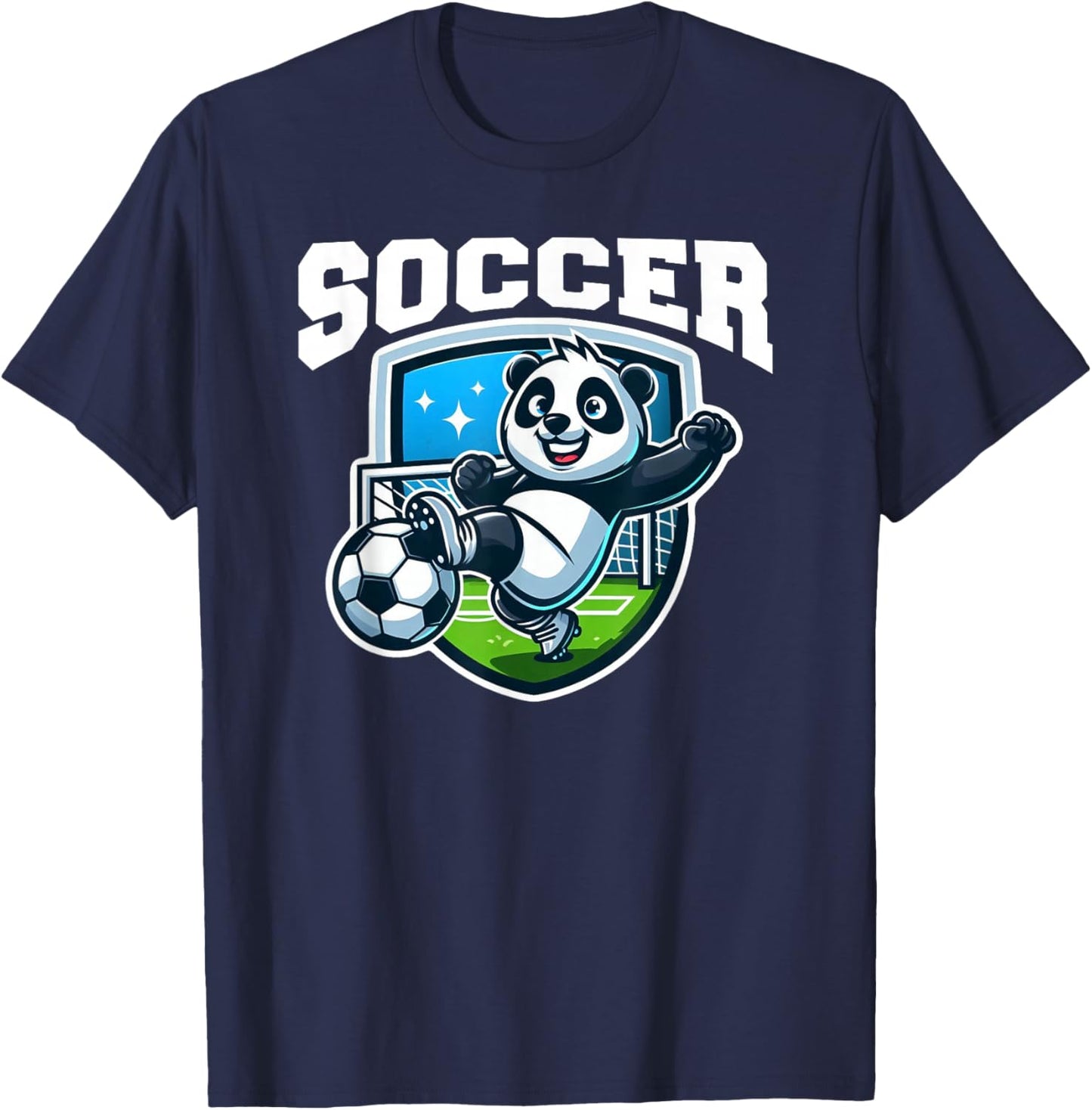 Soccer Panda Playing Soccer Games T-Shirt - T-Shirt | Navy