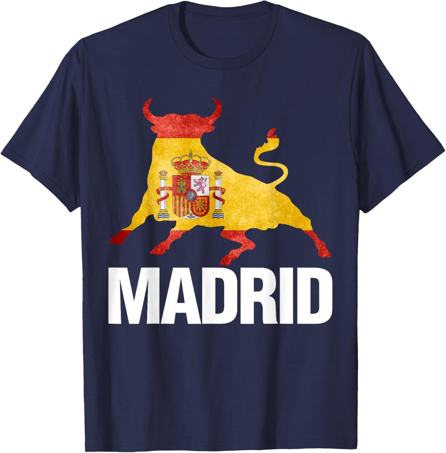 Madrid Spain Flag Bull Fight T-Shirt - T-Shirt | Navy