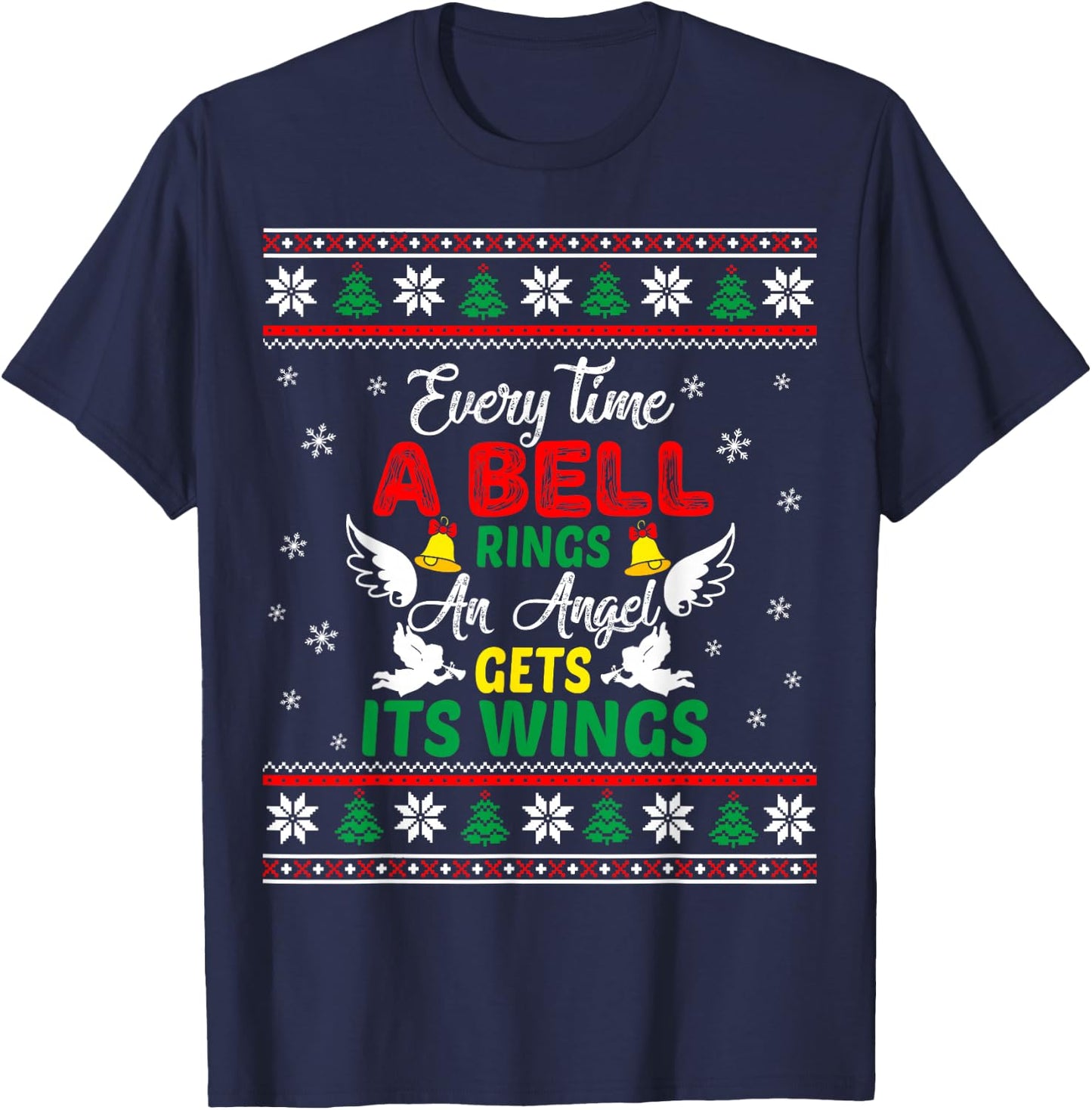 It's a Wonderful Life Every Time A Bell Rings Cute Christmas T-Shirt - T-Shirt | Navy