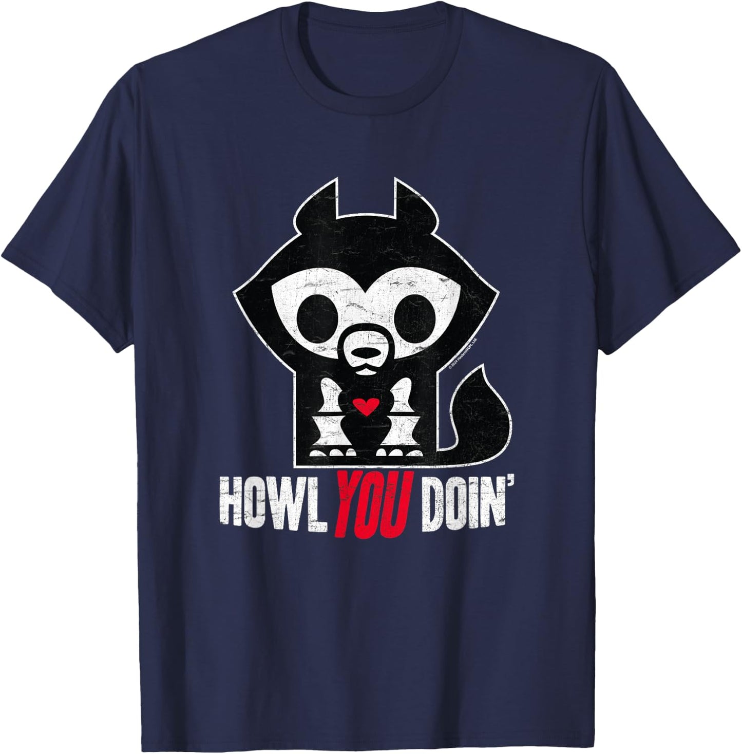 Skelanimals Jae Wolf Vintage Faded Howl You Doin' Logo T-Shirt - T-Shirt | Navy