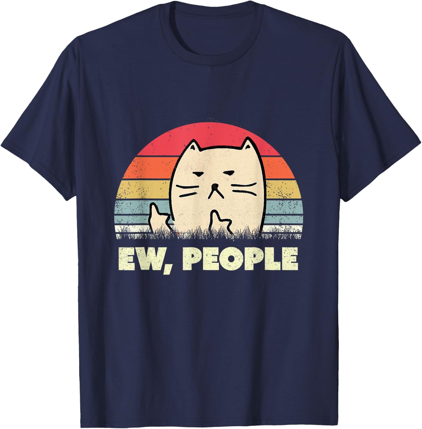 Ew, People Cat Shirt Vintage Funny Cat Lover Gift, Black Cat T-Shirt - T-Shirt | Navy