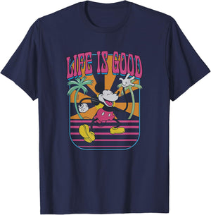 Disney Mickey and Friends Life is Good Summer Vibes Vintage T-Shirt - T-Shirt | Navy
