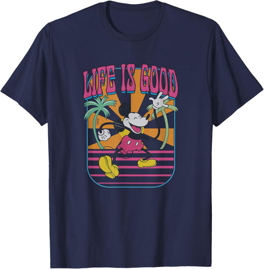 Disney Mickey and Friends Life is Good Summer Vibes Vintage T-Shirt - T-Shirt | Navy