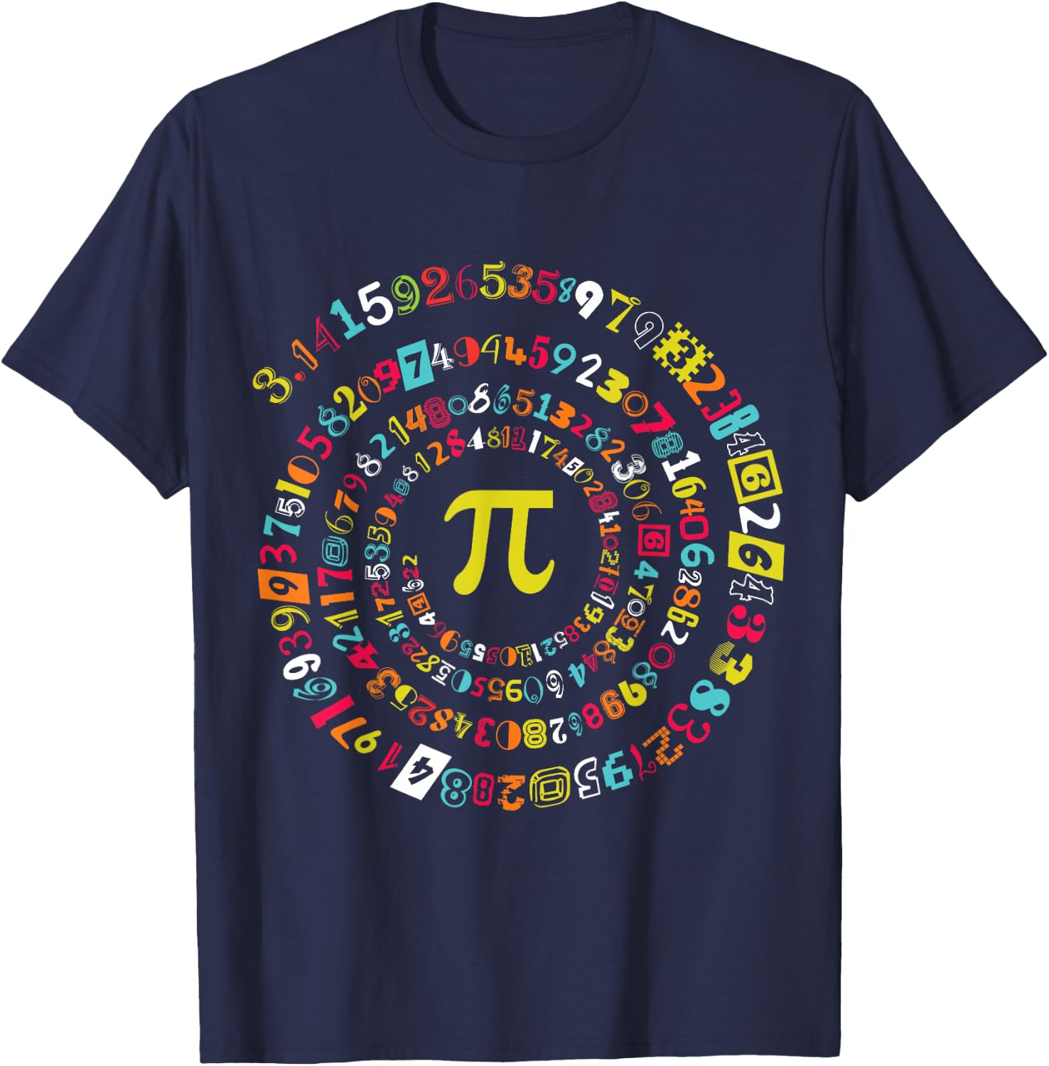 Funny Pi Day Spiral Pi Math T-Shirt - T-Shirt | Navy