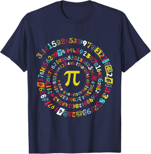 Funny Pi Day Spiral Pi Math T-Shirt - T-Shirt | Navy