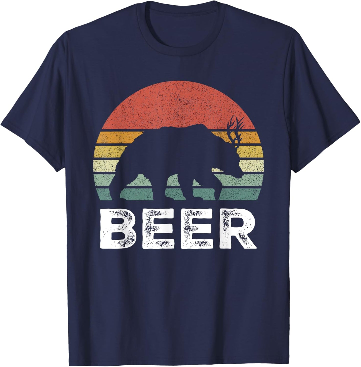 Retro Bear Deer Shirt Animal Lover Gifts Funny Beer Vintage T-Shirt - T-Shirt | Navy