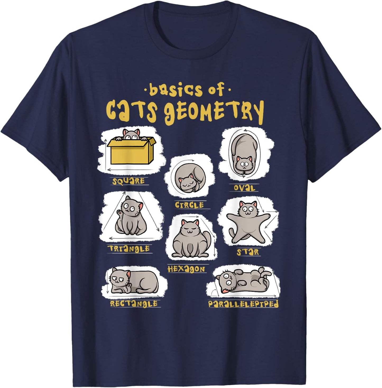 Funny Cat Shirt Basics Cat Geometry Math Teacher Cat Owner T-Shirt - T-Shirt | Navy