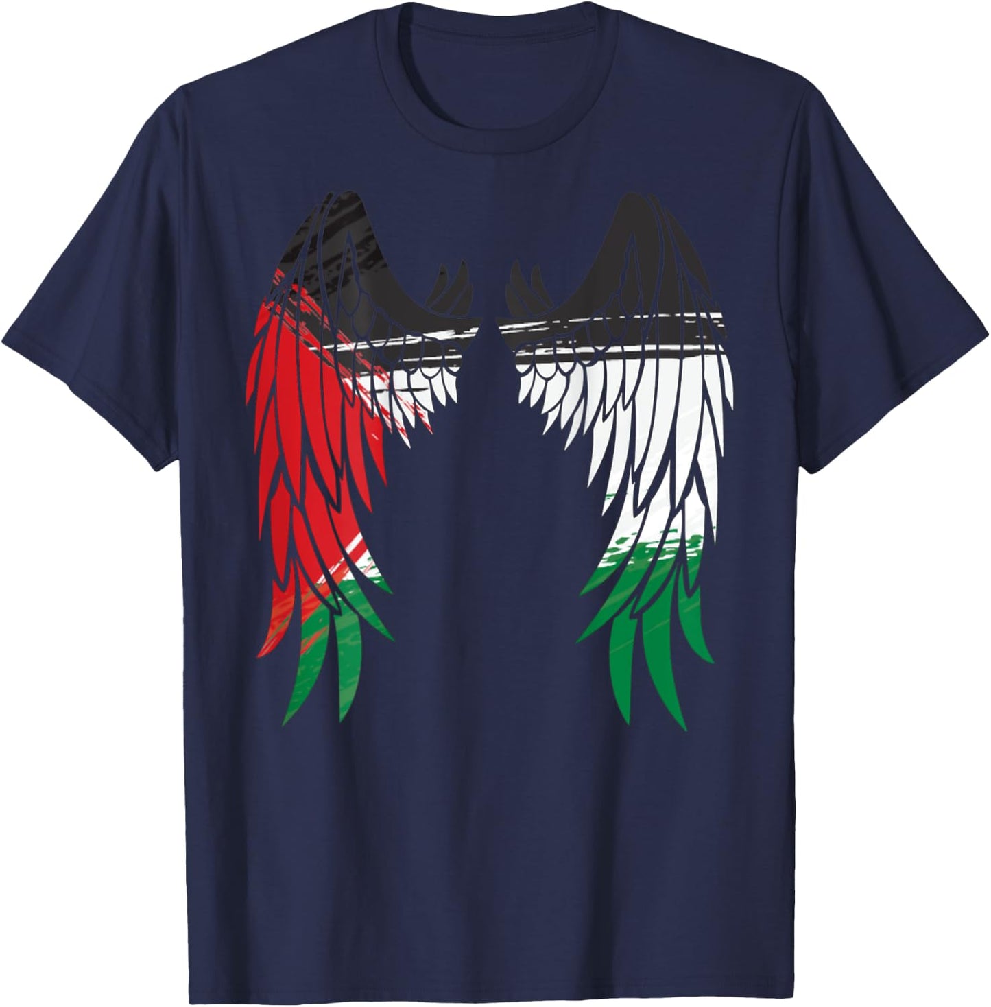 Palestine Flag Dad On Back Side Palestinian Angel Kids Wings T-Shirt - T-Shirt | Navy