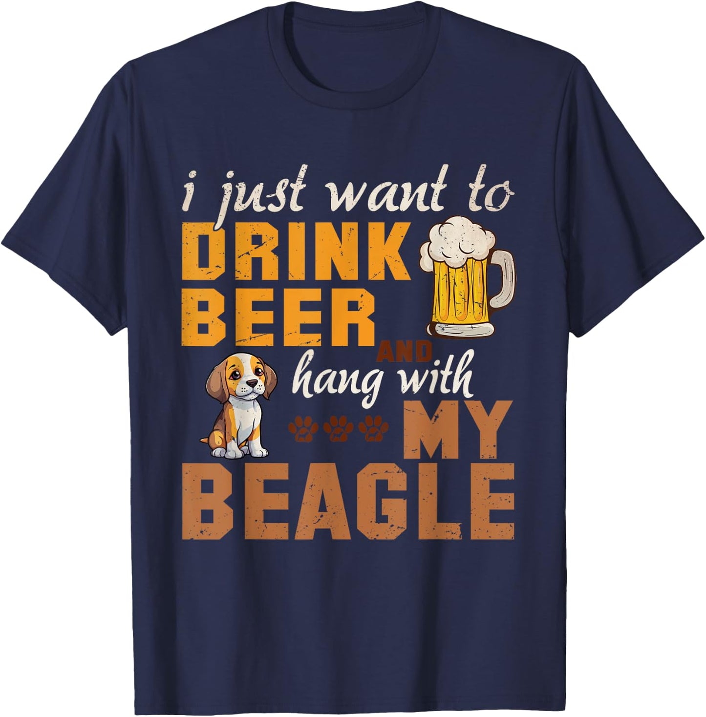 Beagle Dad Funny Father's Day Dog Lover Beer Daddy Cute Men Women T-Shirt - T-Shirt | Navy