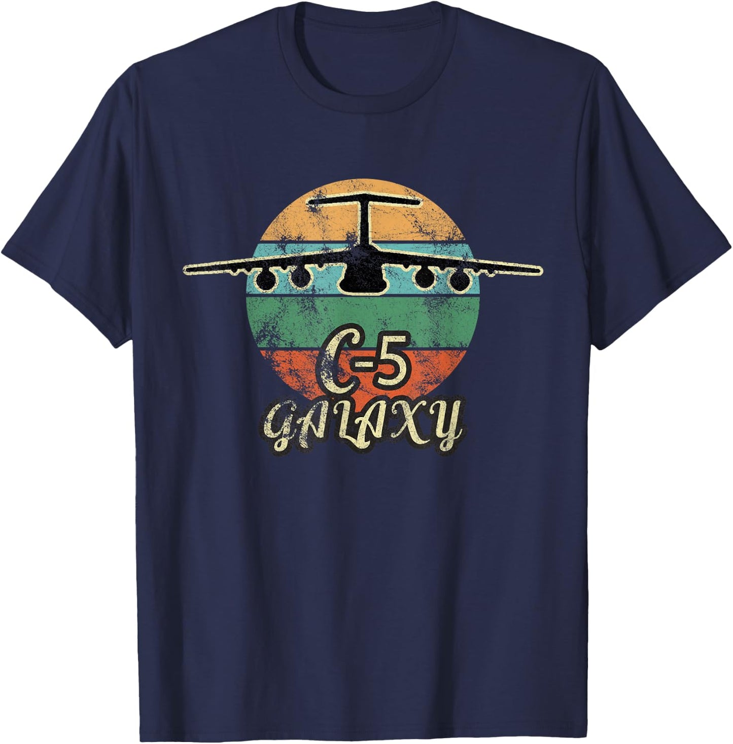 C-5 Galaxy Vintage Sunset Airlift Cargo Airplane T-Shirt - T-Shirt | Navy