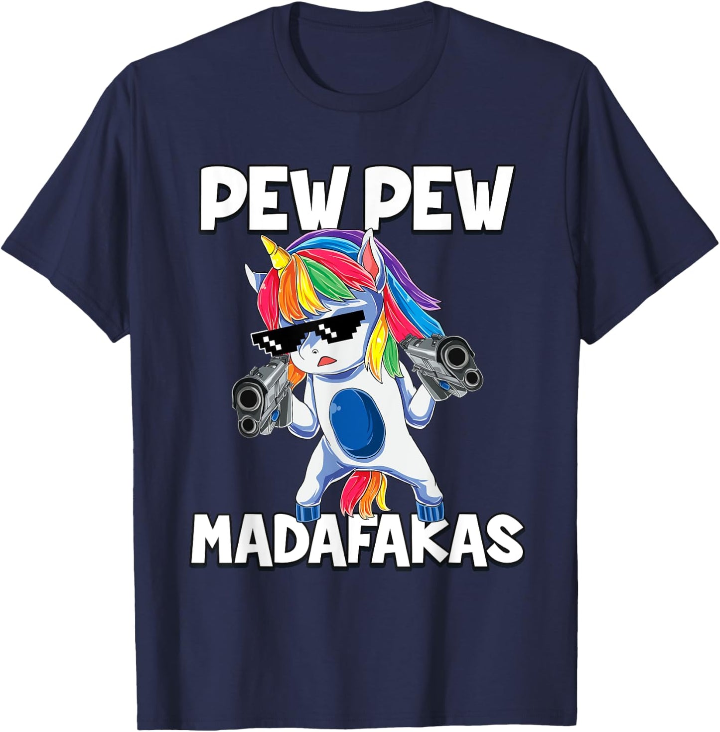 Pew Pew Madafakas Unicorn T-Shirt - T-Shirt | Navy