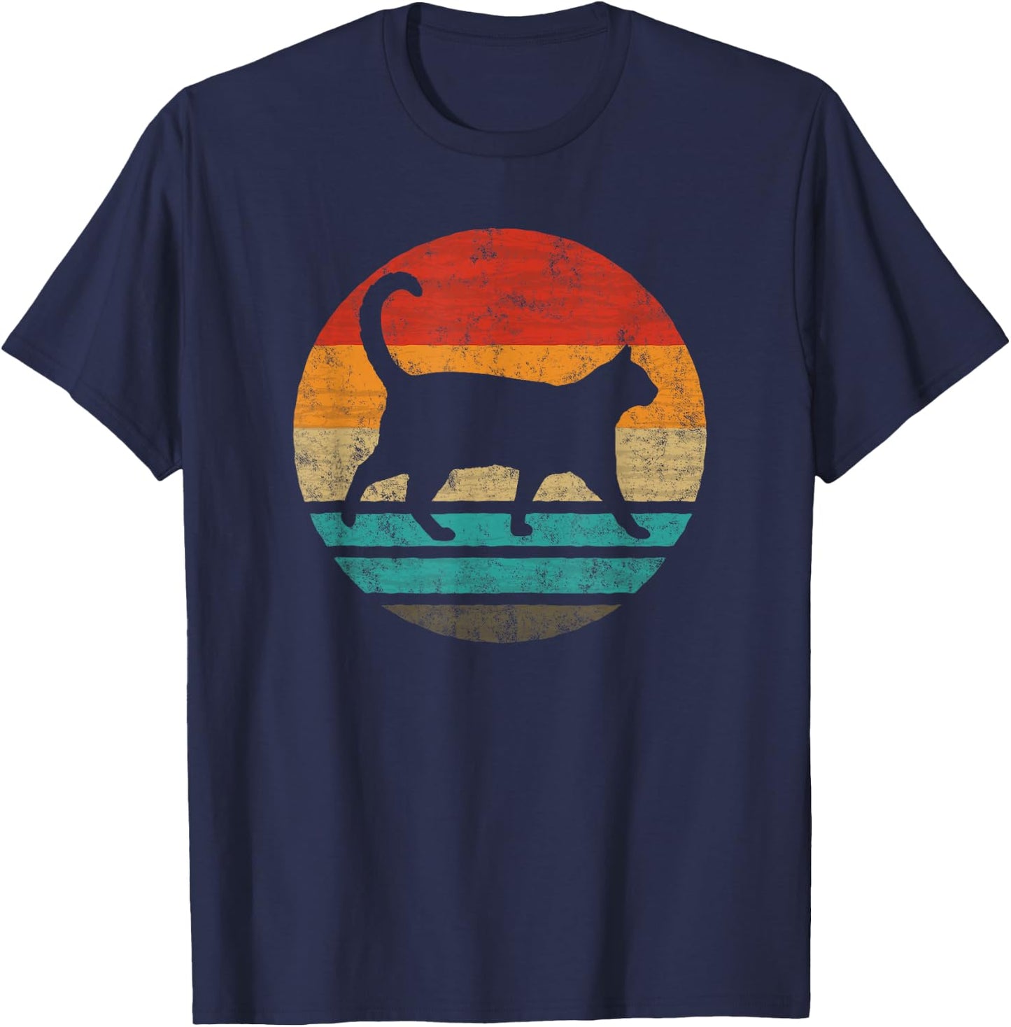 Cat Retro Style Vintage T-Shirt - T-Shirt | Navy