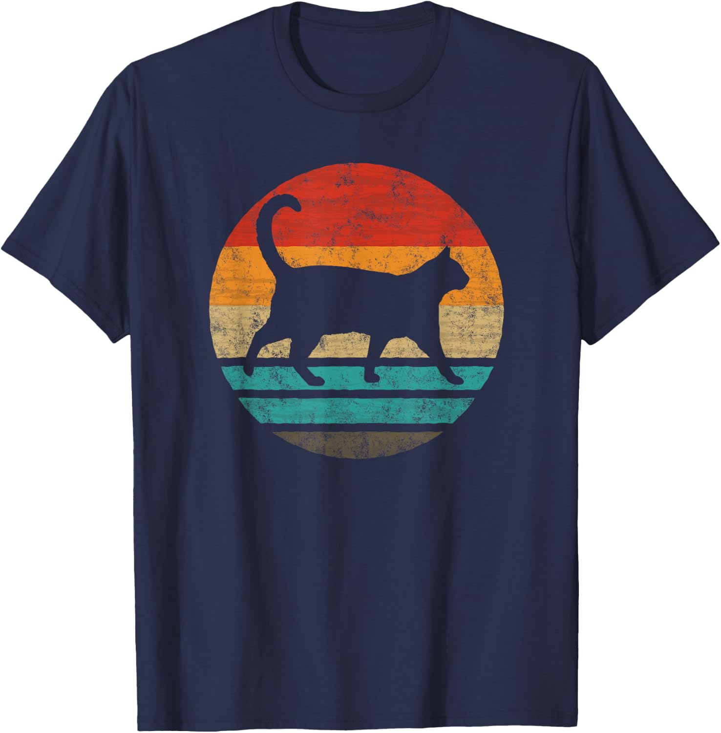 Cat Retro Style Vintage T-Shirt - T-Shirt | Navy