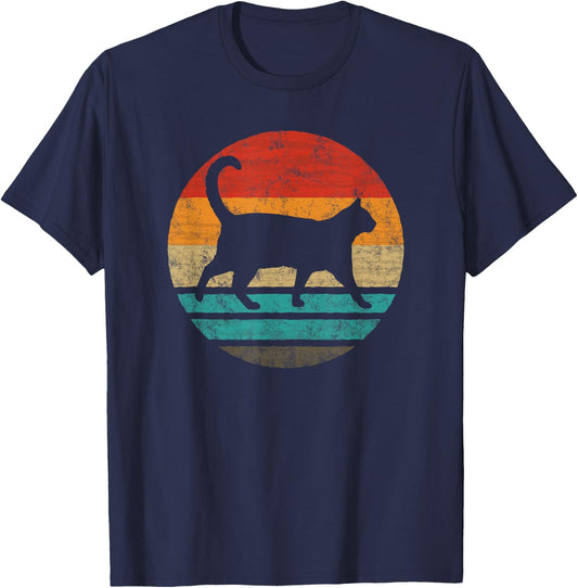Cat Retro Style Vintage T-Shirt - T-Shirt | Navy