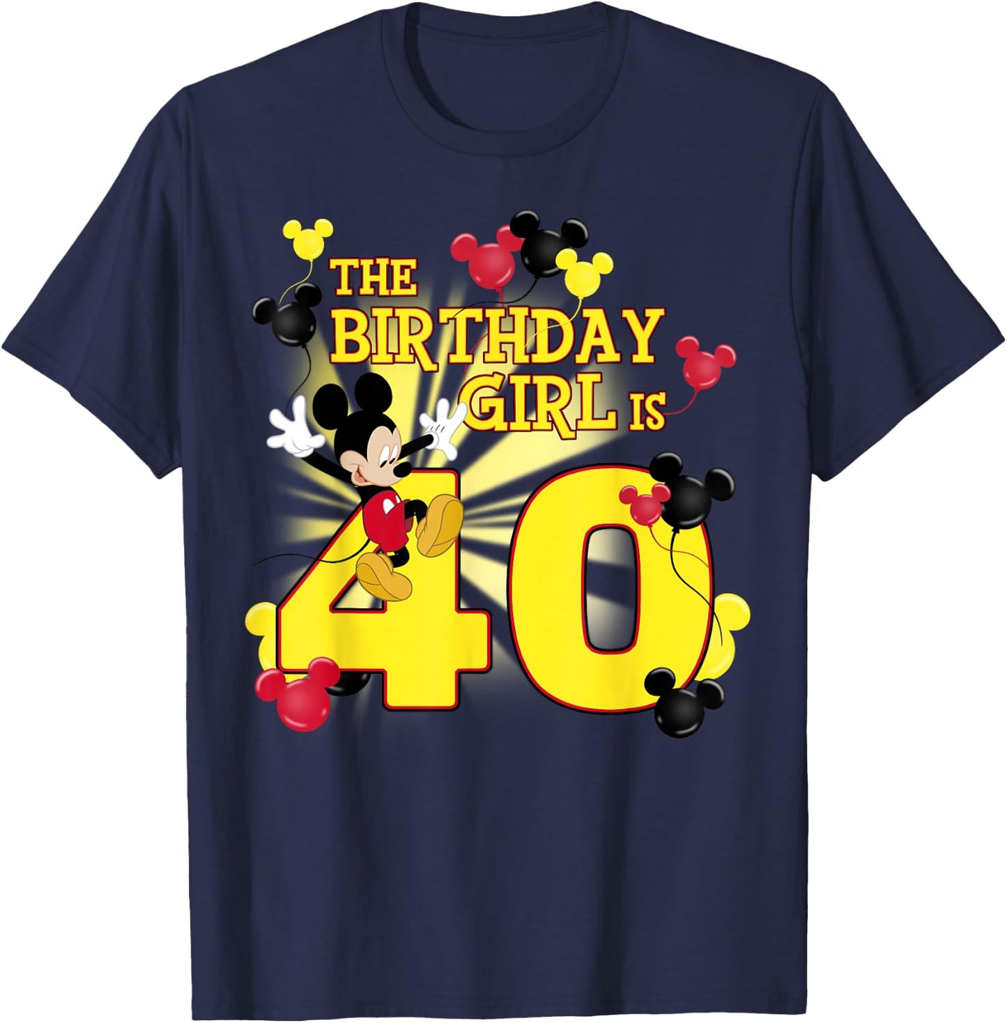 Disney Mickey and Friends Mickey 40th Birthday Girl Small T-Shirt - T-Shirt | Navy