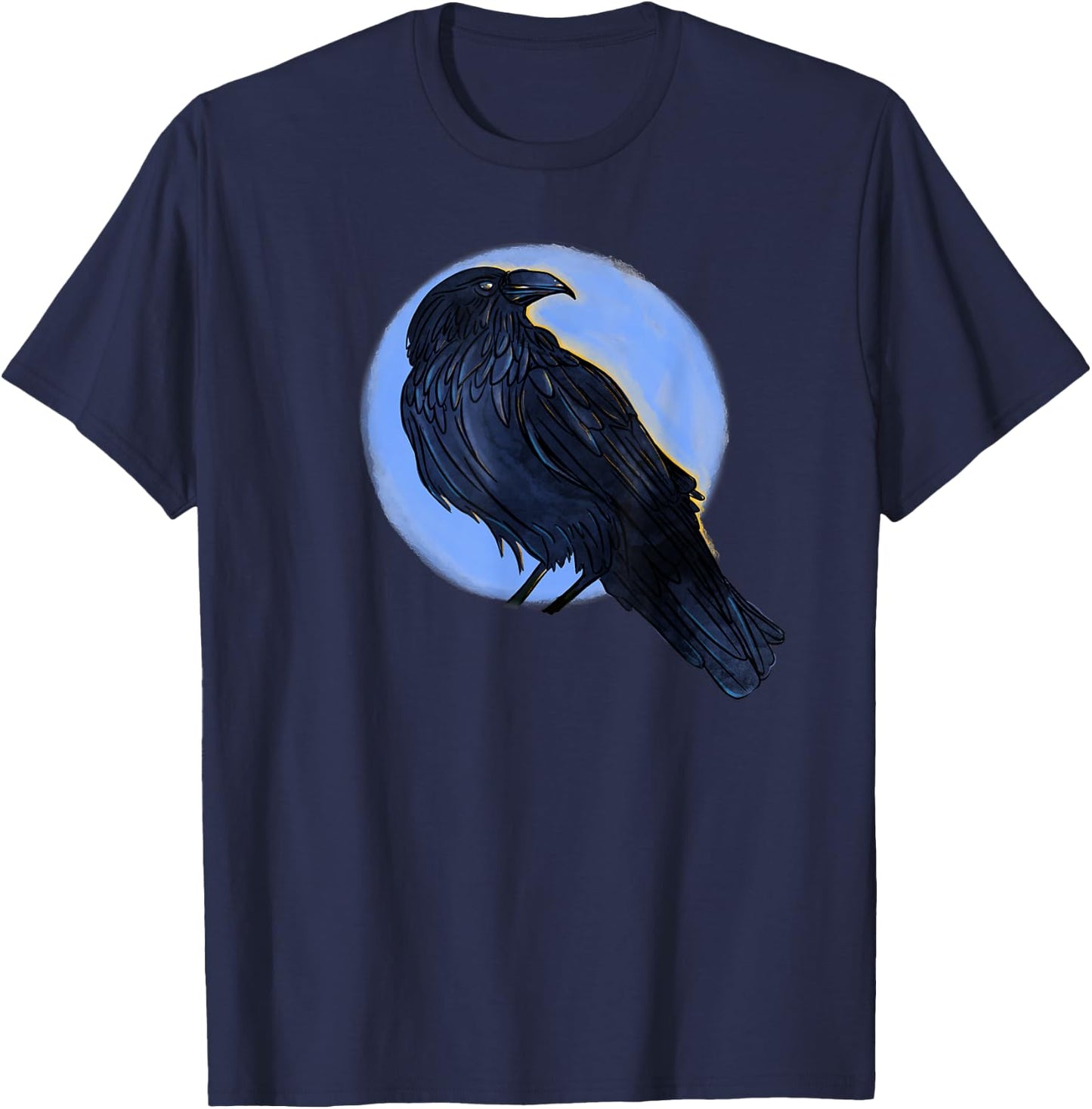 Cool Black Bird Drawing of a Raven, Crow or Black Bird T-Shirt - T-Shirt | Navy