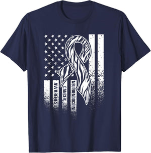 Neuroendocrine Cancer Survivor US Flag Warrior T-Shirt - T-Shirt | Navy