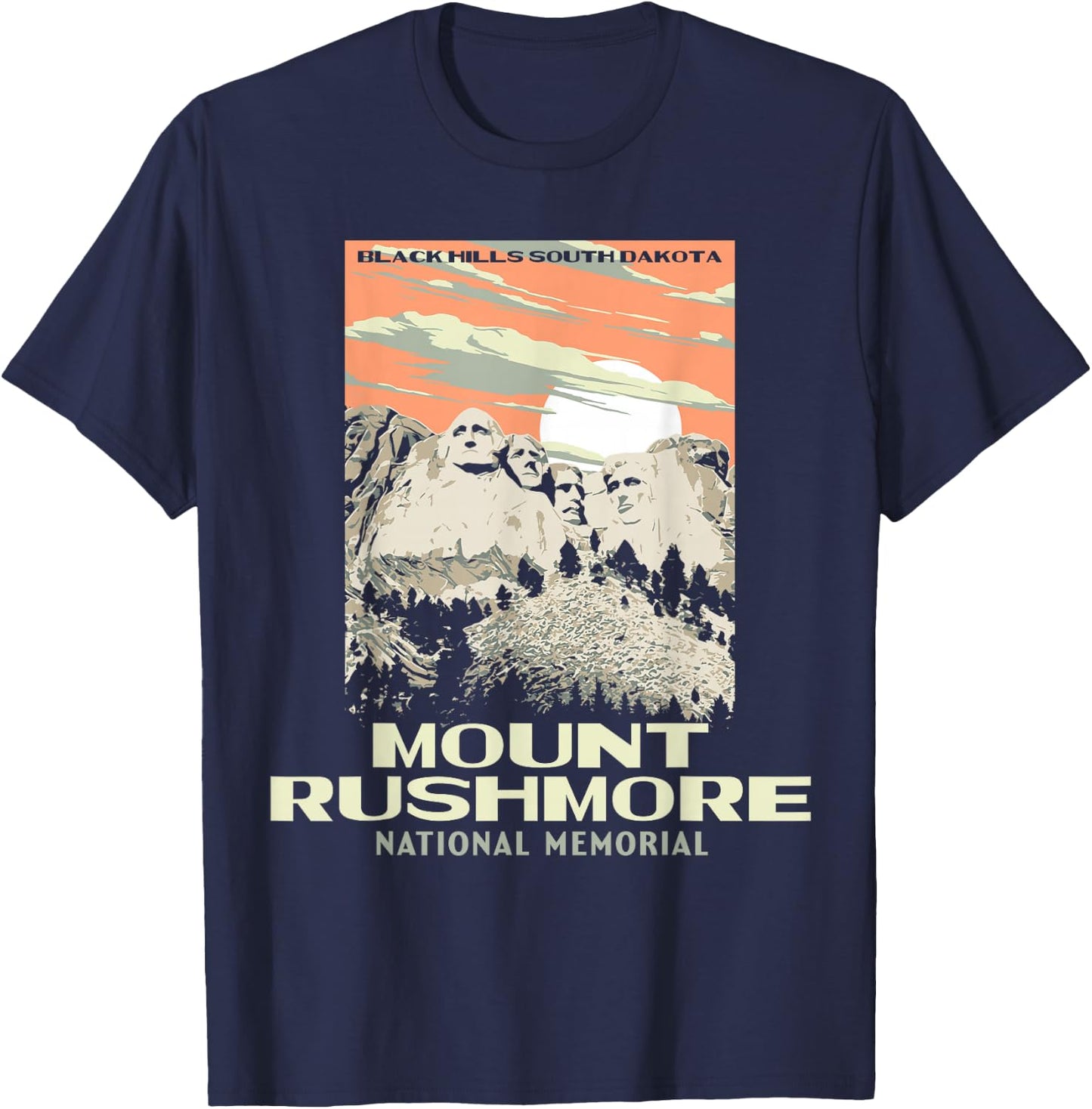 Mount Rushmore - South Dakota WPA Style T-Shirt - T-Shirt | Navy