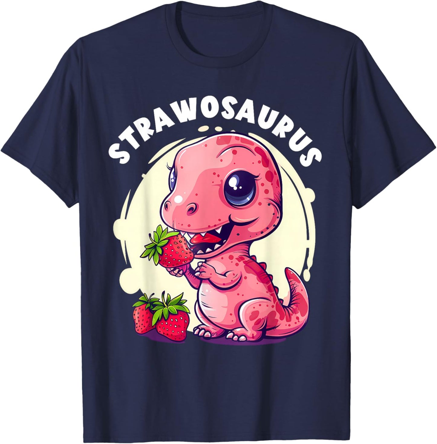Strawberry Dinosaur Cute Dinosaur Strawberry Fruit T-Rex T-Shirt - T-Shirt | Navy