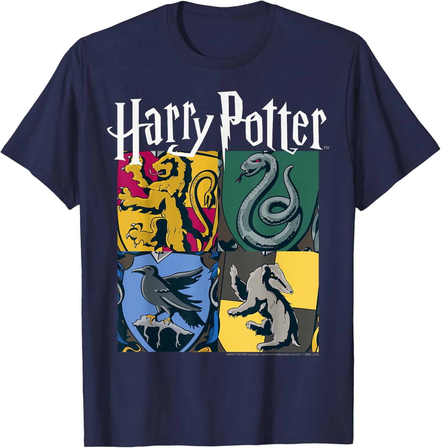 Harry Potter House Crests Panels T-Shirt - T-Shirt | Navy