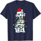 Dalmatian Santa Christmas Tree Lights Xmas Boys Dog Dogmas T-Shirt - T-Shirt | Navy