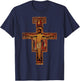 Happy Catholics Catholic Francis of Assisi San Damiano Cross - Black, Adult, Short Sleeve, Modern Religious Style, Casual, Size Small T-Shirt - T-Shirt | Navy