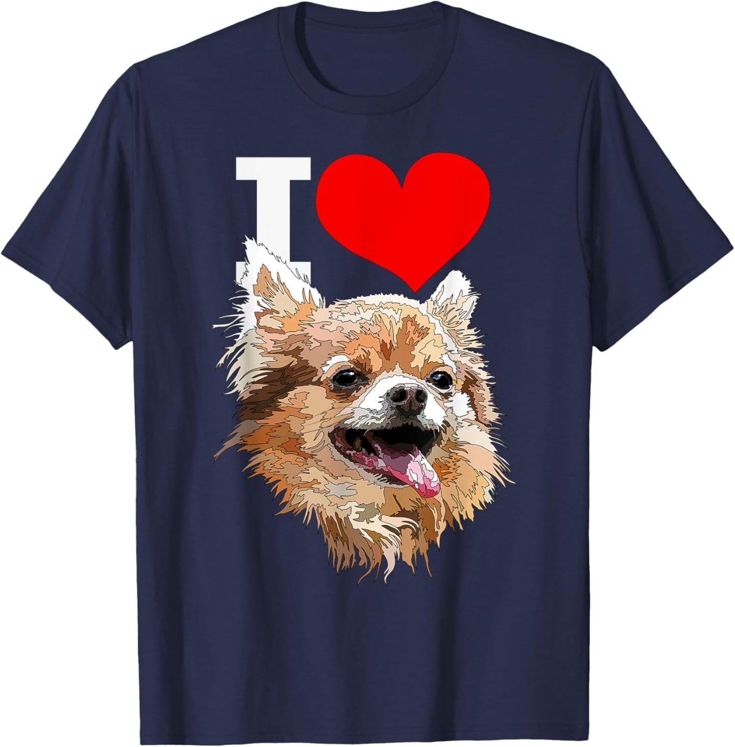 I Love Chihuahua Long Haired Happy Chiwawa Dog Lover T-Shirt - T-Shirt | Navy