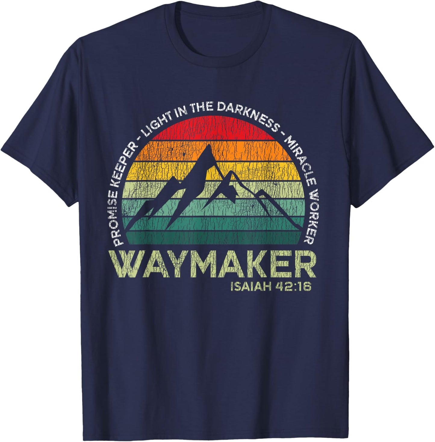 Vintage Waymaker Promise Keeper Miracle Worker Christian T-Shirt - T-Shirt | Navy