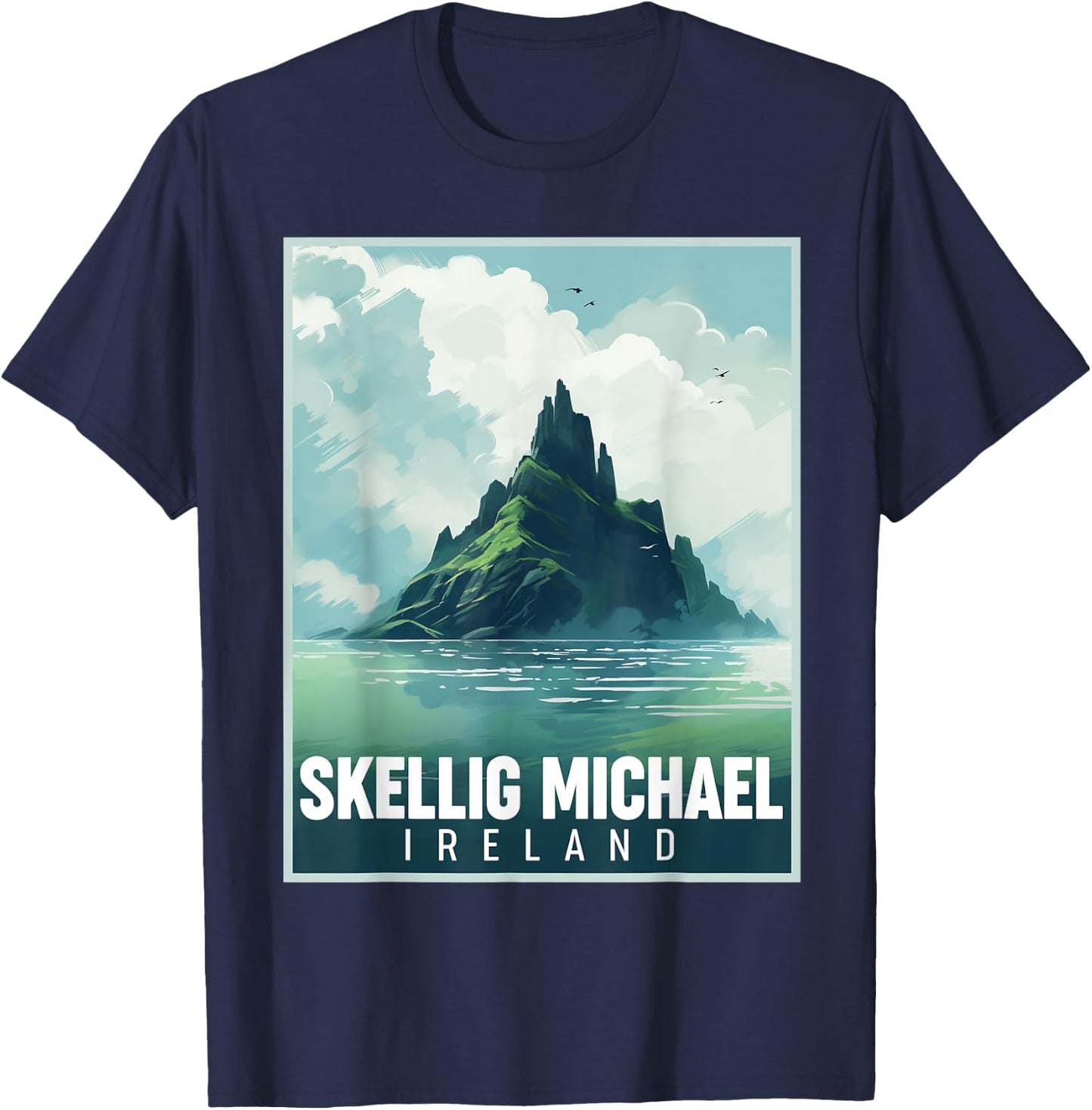 Skellig Michael Ireland St Patrick's Day Wild Atlantic Way T-Shirt - T-Shirt | Navy