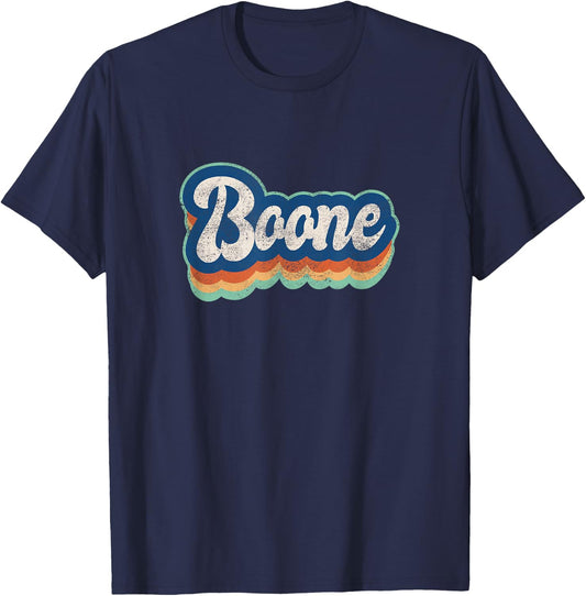 Boone First Name Boy Vintage Style 70s 80s Personalized T-Shirt - T-Shirt | Navy