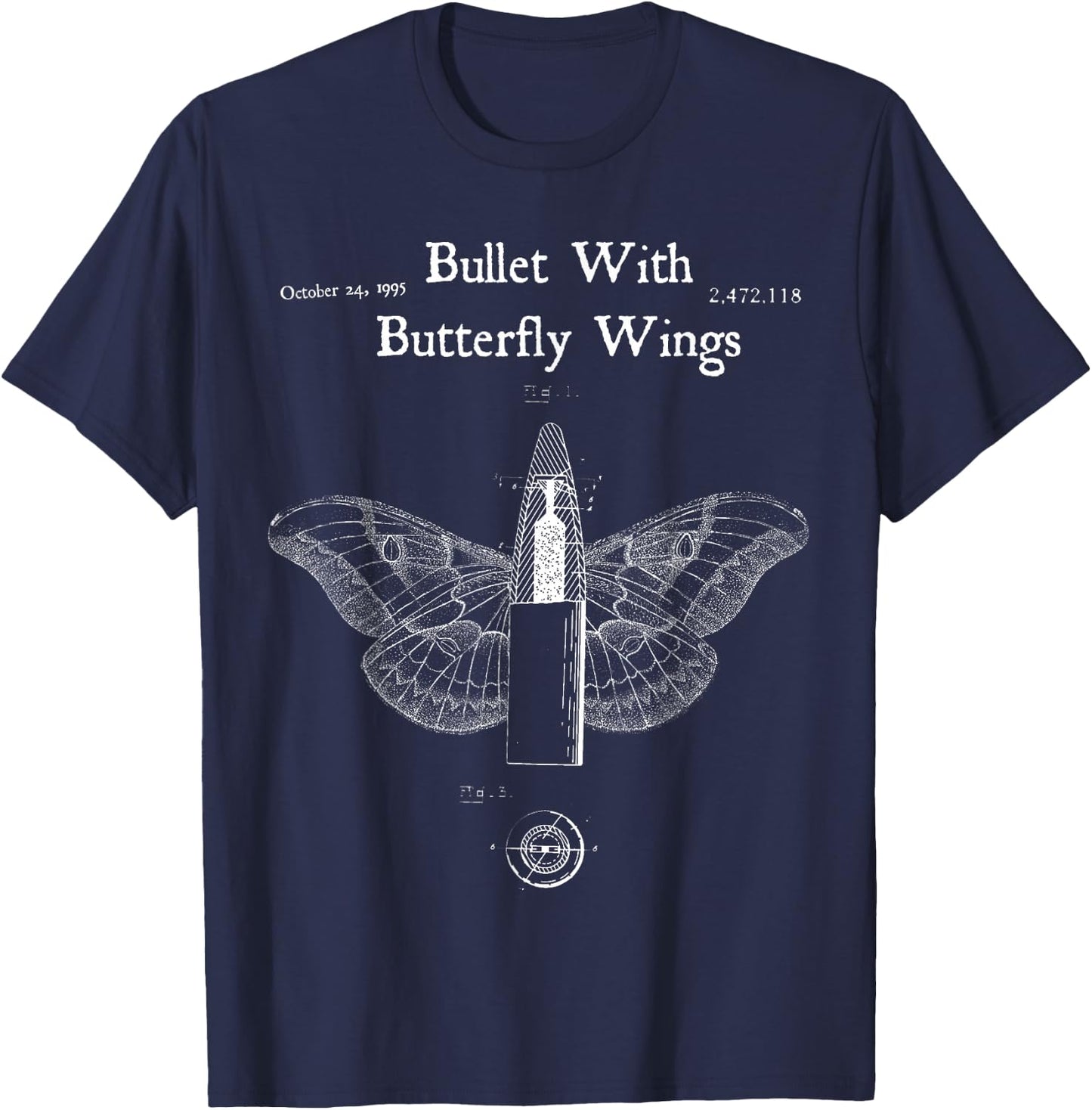 Bullet Butterfly Wings Alternative 90s Rock Music T-Shirt - T-Shirt | Navy