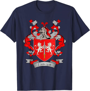 Finnegan Coat of Arms | Finnegan Surname Family Crest T-Shirt - T-Shirt | Navy