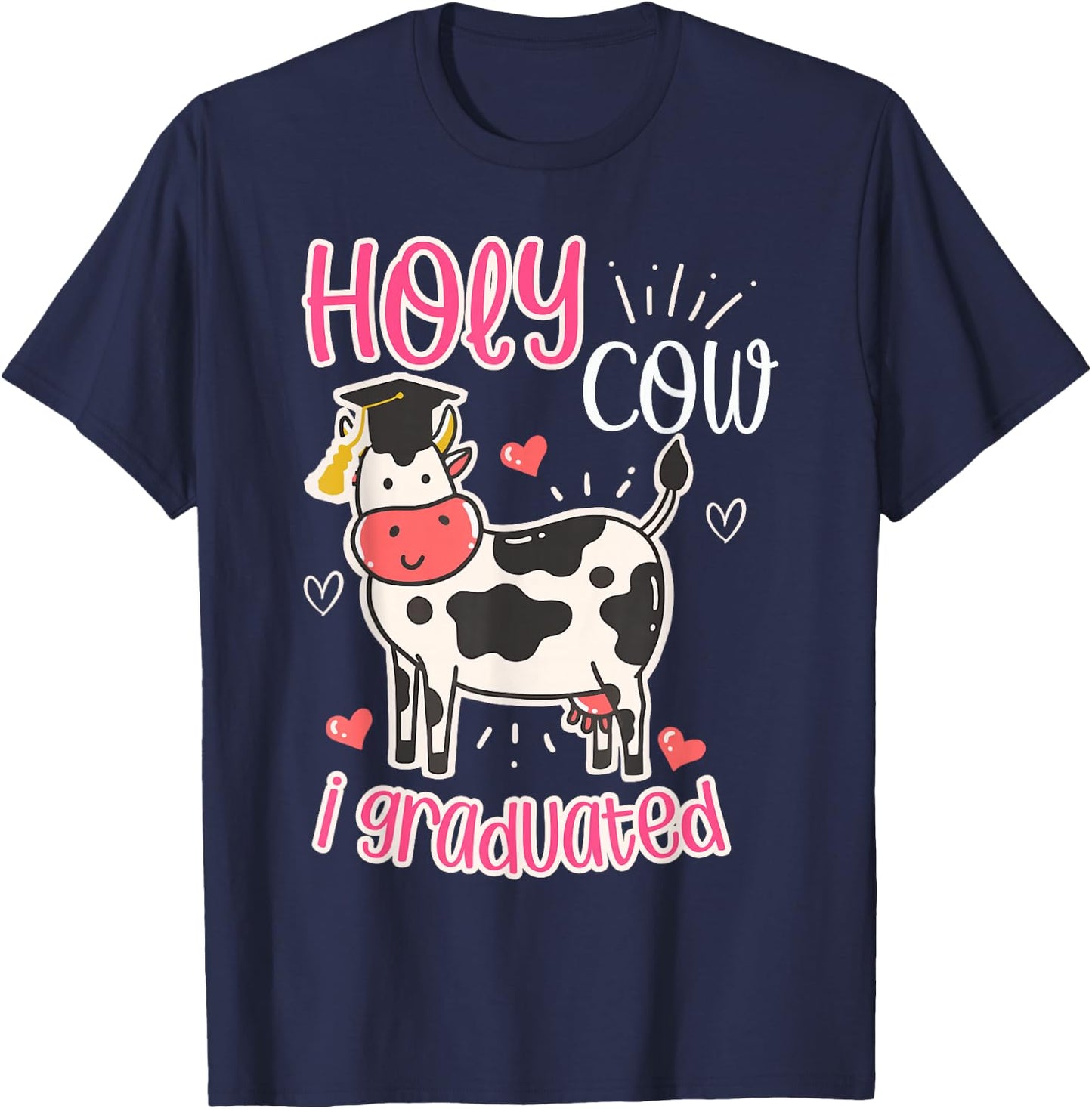 Holy Cow I Graduated Cow Graduation Pre K Pre Kinder Toddler T-Shirt - T-Shirt | Navy