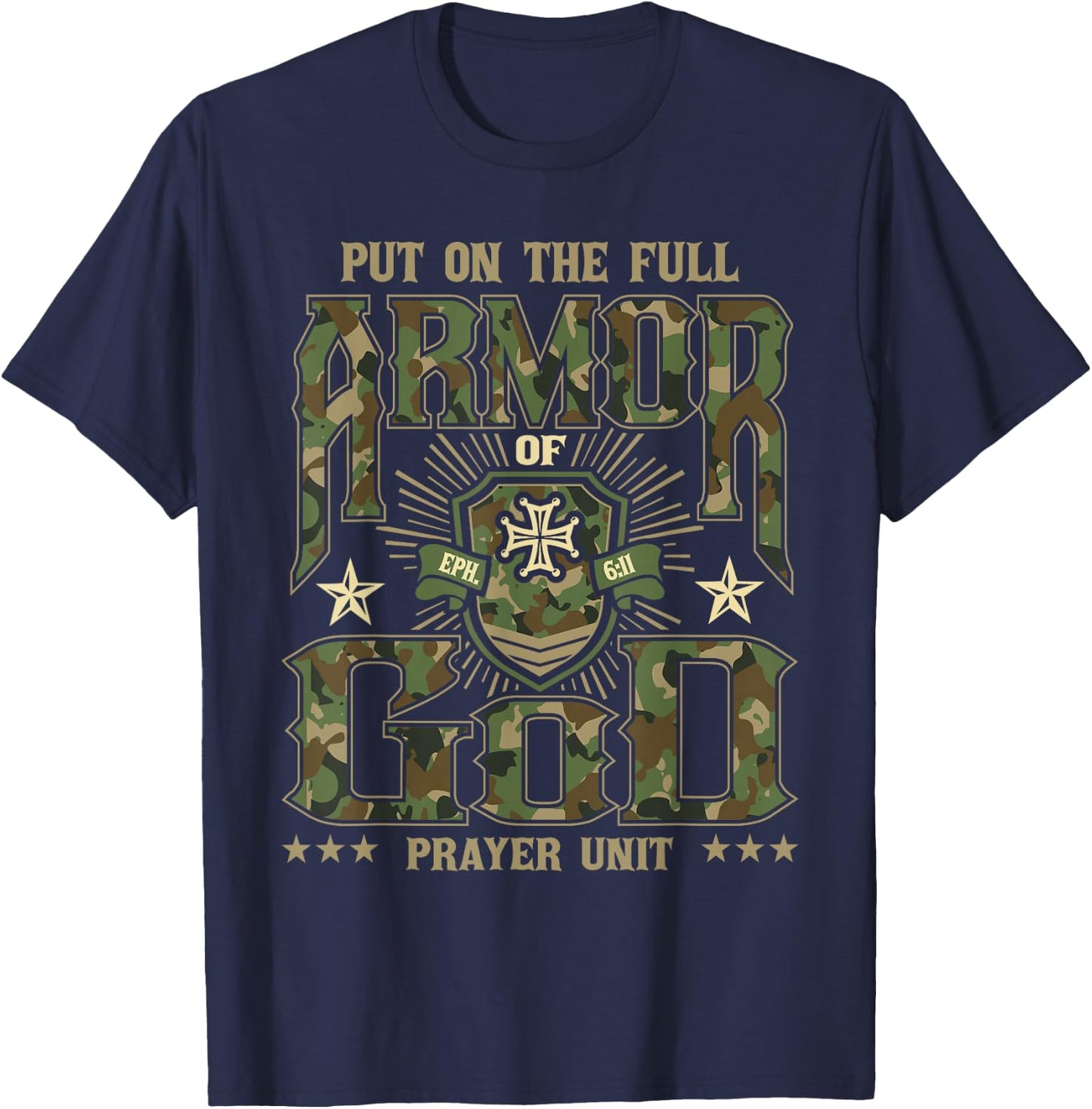 Put On The Full Armor Of God - Christian Religious Bible T-Shirt - T-Shirt | Navy