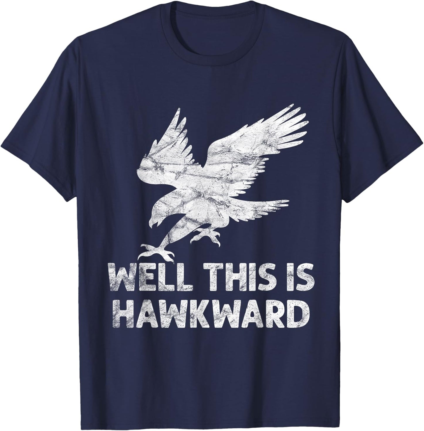 Well This is Hawkward Vintage Hawk Bird T-Shirt - T-Shirt | Navy