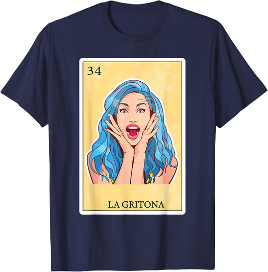 Gifts Spanish-Mexican Bingo Card Latinas - La Gritona T-Shirt - T-Shirt | Navy